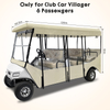 Golf Cart Enclosure for 6 Passenger for Club Car Villager, Waterproof Windproof Driving Rain Cover with 4-Sided Clear Windows Roll-Up Zipper Door - Beige