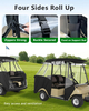 Golf Cart Enclosure for Short Roof 4 Passenger for Club car Precedent / DS / EZGO TXT / RXV / YAMAHA G29, Waterproof Windproof Driving Rain Cover with 4-Sided Clear Windows Roll-Up Zipper Door