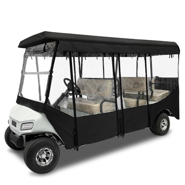 Golf Cart Enclosure for 6 Passenger for Club Car Villager, Waterproof Windproof Driving Rain Cover with 4-Sided Clear Windows Roll-Up Zipper Door