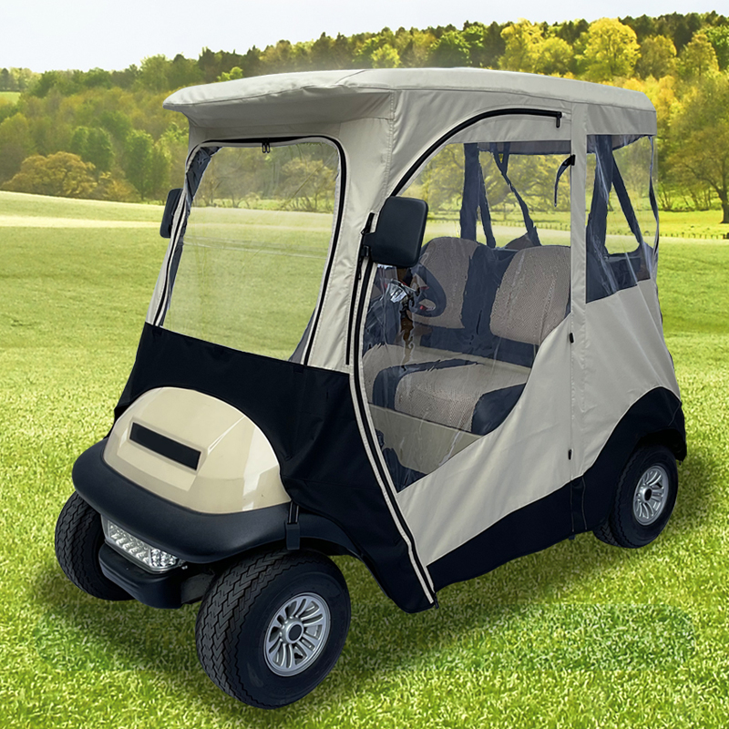 Short Roof 2 Passenger Golf Cart Driving Enclosures for TXT / RXV / Club Car Precedent / TEMPO / DS / YAMAHA,Waterproof Windproof Transparent Window Golf Cart Rain Cover