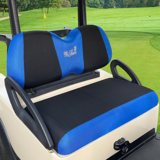 Golf Cart Seat Covers Fit for Club Car Precedent Club Car Tempo Yamaha G29 Front Seat Covers Stretchy Breathable Washable（Black & Blue )