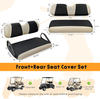 Golf Cart Seat Covers Kit,for EZGO TXT RXV and Club Car DS 2000 UP Front and Rear Seat Covers Stretchy Breathable Washable（Black&Beige）