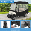 Golf Cart Enclosures Rain Cover 4 Passenger for Ezgo RXV Extended Roof,4 Sided Roll Up Clear PVC Windows(Black)