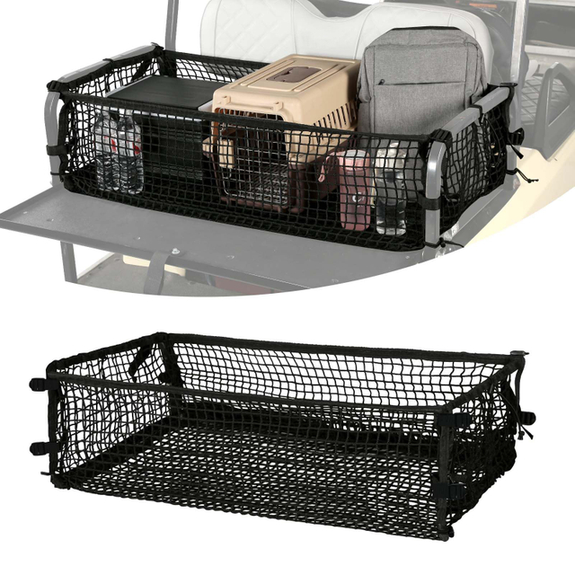 4 Passenger Golf Cart Cargo Net for Club Car EZGO Yamaha Adjustable Elastic Storage Net Black Washable Grocery Shopping Bag