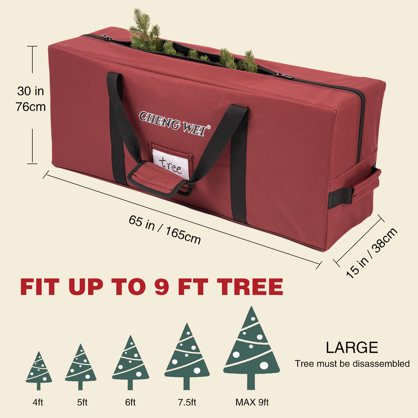 Square Pattern Tree Storage Bag-9FT