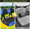 Golf Cart Seat Covers Fit for EZGO TXT EZGO RXV Club Car DS 2000-Up Front Seat Covers Stretchy Breathable Washable（Black & Blue )