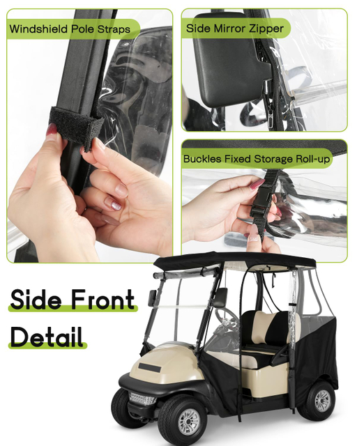 Golf Cart Enclosure for 2 Passenger for Precedent / Tempo / Onward / TXT / RXV / G29, Waterproof Windproof Driving Rain Cover with 4-Sided Clear Windows Side Roll-Up Zipper Door 