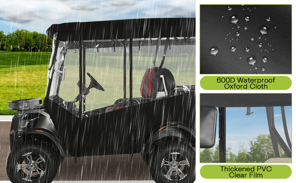 Golf Cart Enclosure Rain Cover 4 Passenger for EDACAR TERRAIN Extended Roof (1)