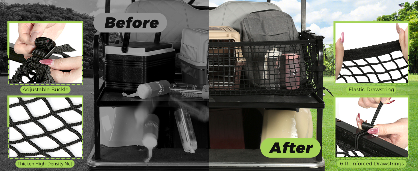 Golf Cart Cargo Net for Club Car EZGO Yamaha Adjustable Elastic Storage Net (4)