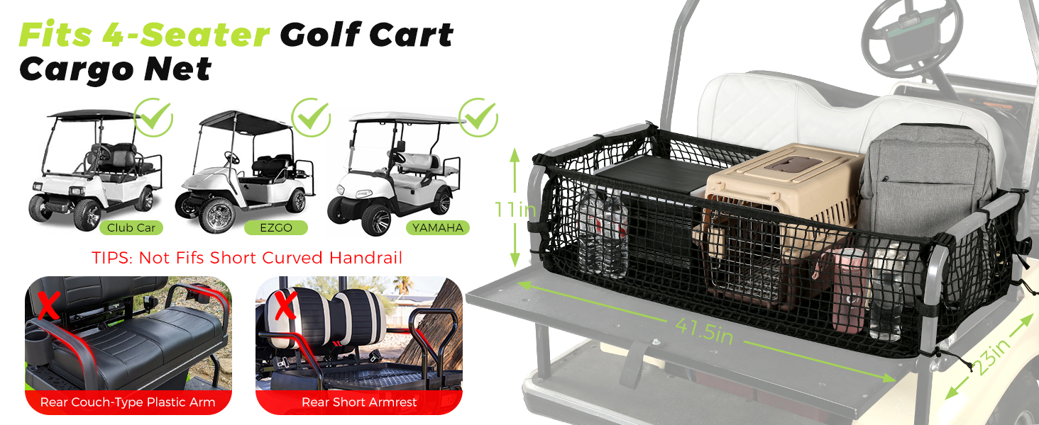Golf Cart Cargo Net for Club Car EZGO Yamaha Adjustable Elastic Storage Net (2)
