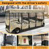 Golf Cart Enclosure for 8 Passenger for Club Car Villager, Waterproof Windproof Driving Rain Cover with 4-Sided Clear Windows Roll-Up Zipper Door - Beige