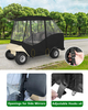 Golf Cart Enclosure for Short Roof 4 Passenger for Club car Precedent / DS / EZGO TXT / RXV / YAMAHA G29, Waterproof Windproof Driving Rain Cover with 4-Sided Clear Windows Roll-Up Zipper Door