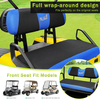 Golf Cart Seat Covers Front and Rear Seat Cushion Covers Fit for EZGO TXT RXV Club Car DS 2000-Up Stretchy Breathable Washable（Black & Blue )