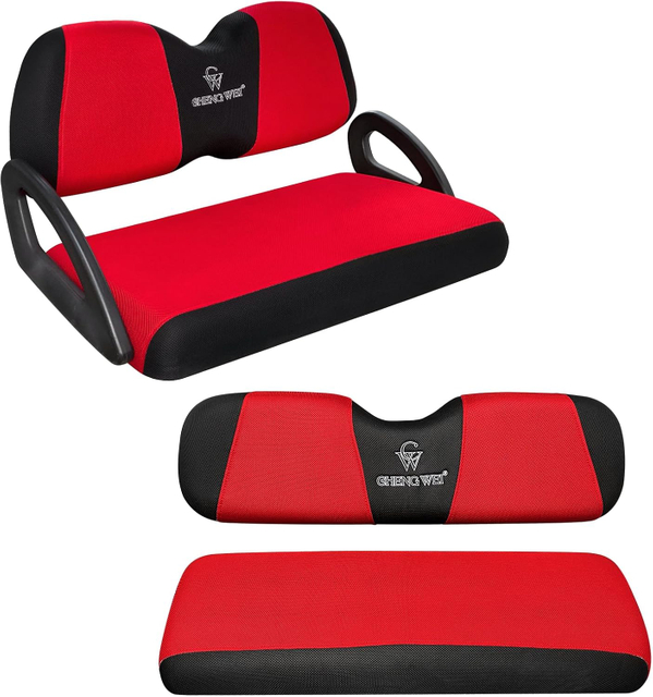 Golf Cart Seat Covers Kit,Front and Rear Seat Covers for Club Car Precedent Tempo and Yamaha G29 Seat Covers Ordinary Seat（Red&Black）