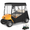 Golf Cart Enclosure No Windshield Curtain Rain Cover 2 Passenger for EZGO TXT Short Roof(Black)