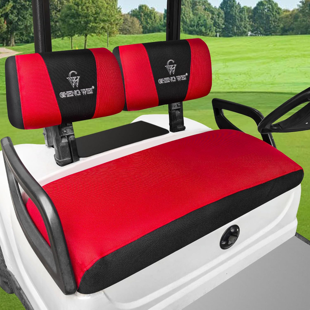 Golf Cart Seat Covers Fit for Yamaha G22 G19 G16 G9 G2 Front Standard Seat（Breathable Mesh Fabric，Red&Black）