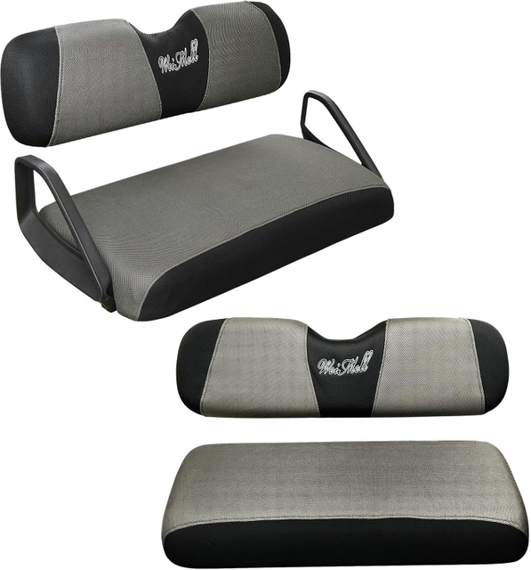 Golf Cart Seat Covers Front and Rear Seat Cushion Covers Fit for EZGO TXT RXV Club Car DS 2000-Up Stretchy Breathable Washable （Grey & Black）