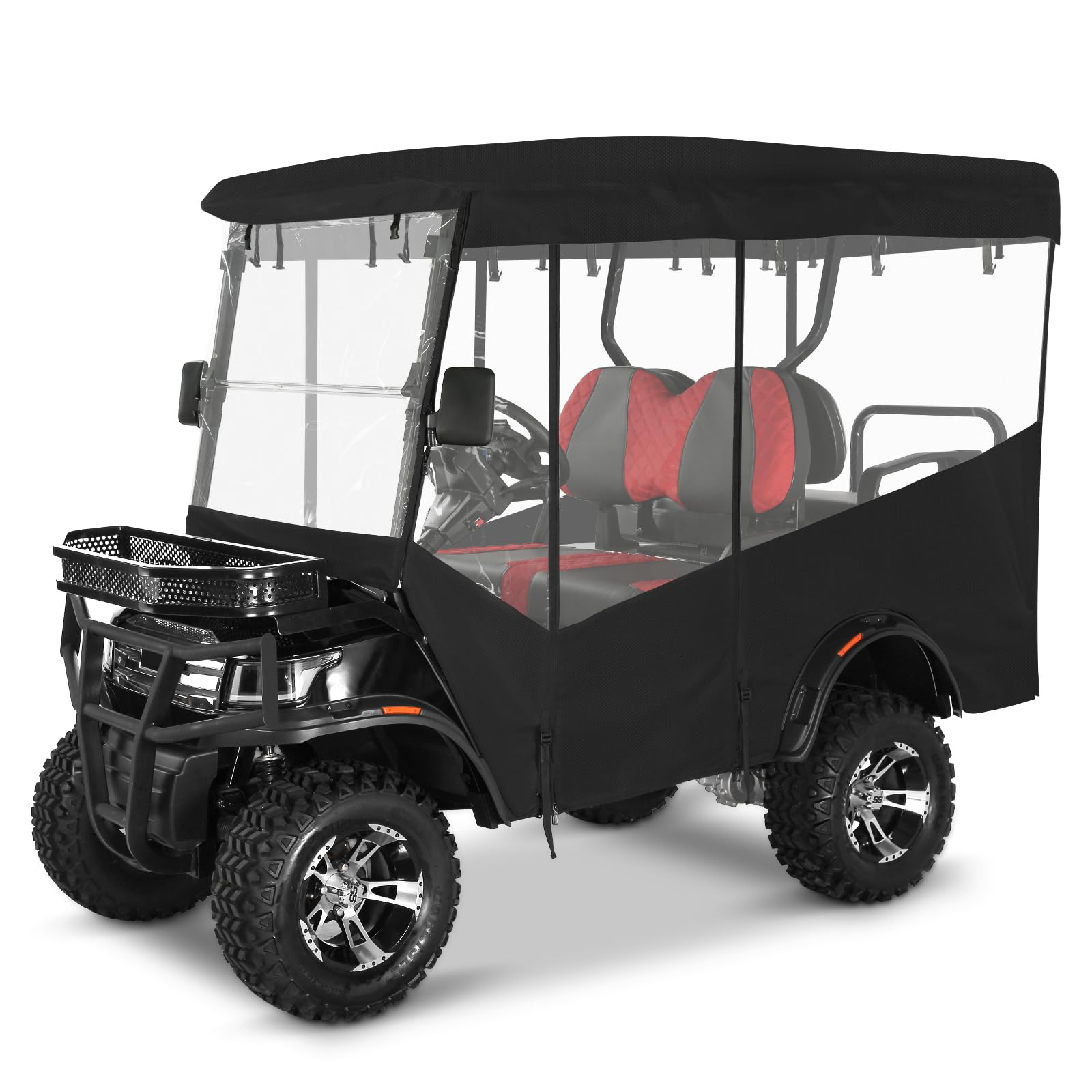 Golf Cart Enclosure Rain Cover 4 Passenger for EDACAR TERRAIN Extended Roof(Black)