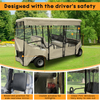 Golf Cart Enclosure for 6 Passenger for Club Car Villager, Waterproof Windproof Driving Rain Cover with 4-Sided Clear Windows Roll-Up Zipper Door - Beige