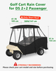 Golf Cart Enclosure for Short Roof 4 Passenger for Club car Precedent / DS / EZGO TXT / RXV / YAMAHA G29, Waterproof Windproof Driving Rain Cover with 4-Sided Clear Windows Roll-Up Zipper Door