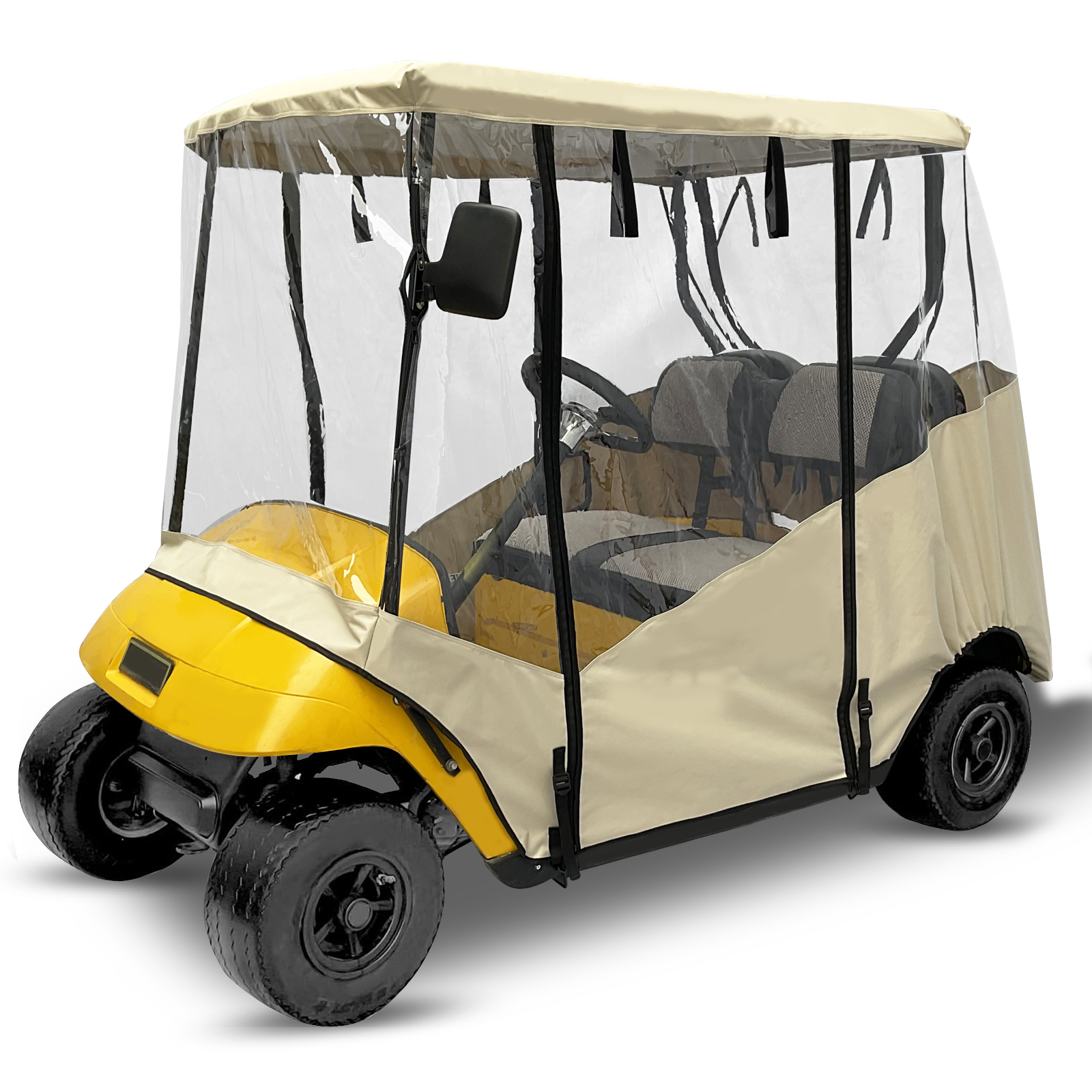 Golf Cart Driving Enclosures for EZGO TXT 2 Passenger Waterproof Windproof Transparent Window Golf Cart Rain Cover