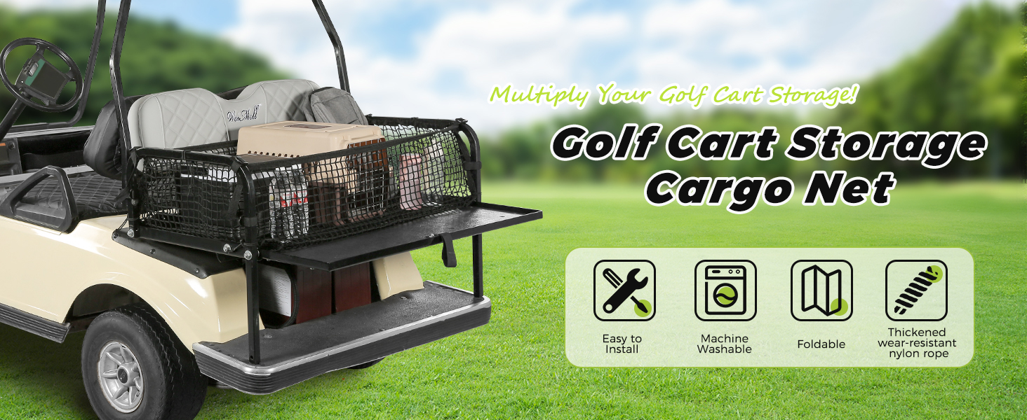 Golf Cart Cargo Net for Club Car EZGO Yamaha Adjustable Elastic Storage Net (1)