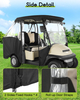 Golf Cart Enclosure for Short Roof 4 Passenger for Club car Precedent /DS / EZGO TXT / YAMAHA G29, Waterproof Windproof Driving Rain Cover with 4-Sided Clear Windows Side Roll-Up Zipper Door