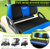 Golf Cart Seat Covers Front and Rear Set Fit for Club Car Precedent Tempo Yamaha G29 Front Seat and Aftermarket Back Seat Covers （Black & Blue )
