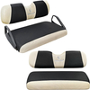 Golf Cart Seat Covers Kit,for EZGO TXT RXV and Club Car DS 2000 UP Front and Rear Seat Covers Stretchy Breathable Washable（Black&Beige）