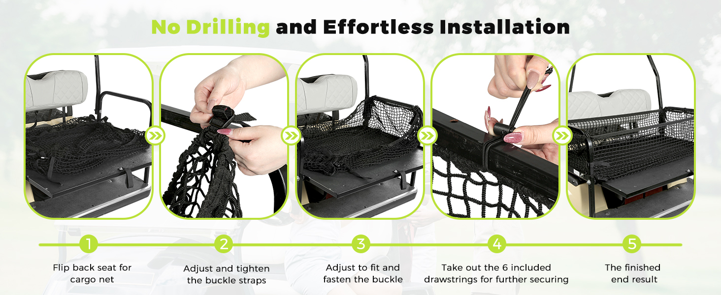 Golf Cart Cargo Net for Club Car EZGO Yamaha Adjustable Elastic Storage Net (3)