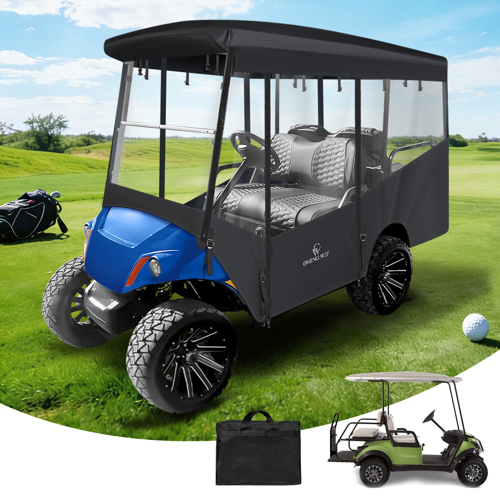 Golf Cart Enclosures 4 Passenger,Golf Cart Cover for Yamaha Long Roof 2+2 Seater