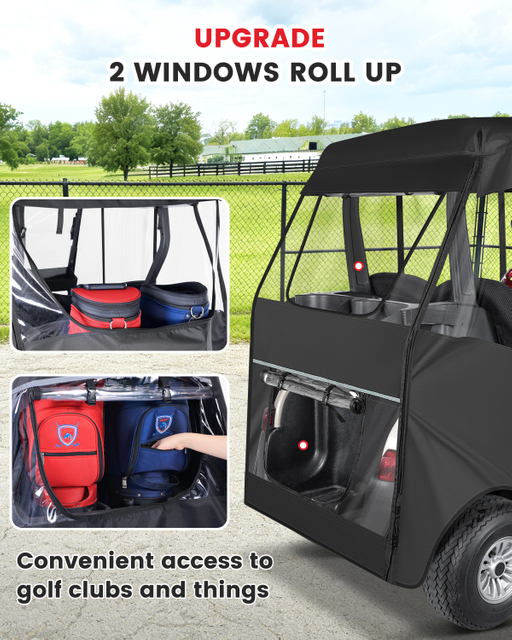 2 Passenger Golf Cart Enclosure for Club Car Precedent 600D Waterproof Driving Rain Cover