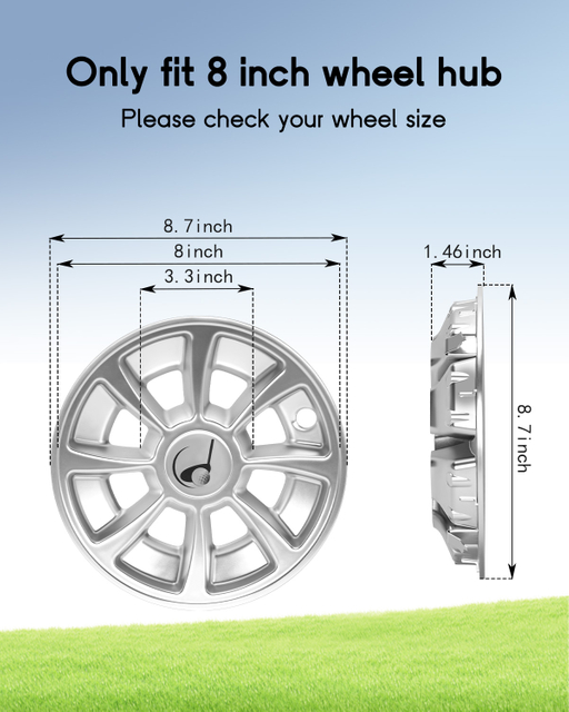 Universal 8 Inch Golf Cart Wheel Covers Hub Caps for EZGO Club Car Yamaha, Set of 4
